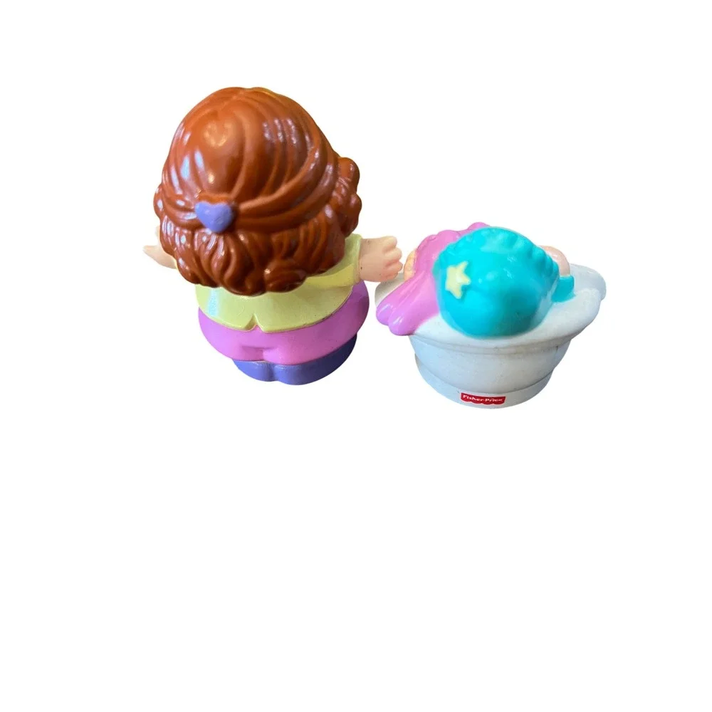 Fisher Price Little People Vintage 1997 Girl and Baby in Bassinet Figures Lot